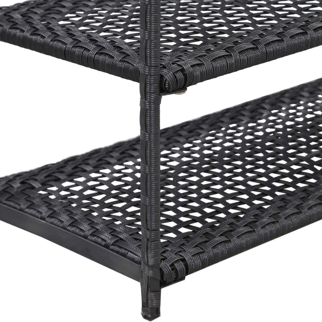 fekete polyrattan cipőpolc 80 x 30 x 60 cm