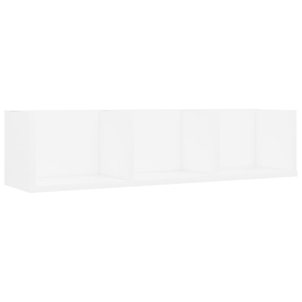 fehér szerelt fa CD-tartó fali polc 75 x 18 x 18 cm