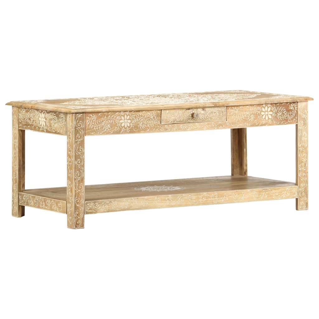 kézzel festett tömör mangófa dohányzóasztal 110 x 50 x 45 cm