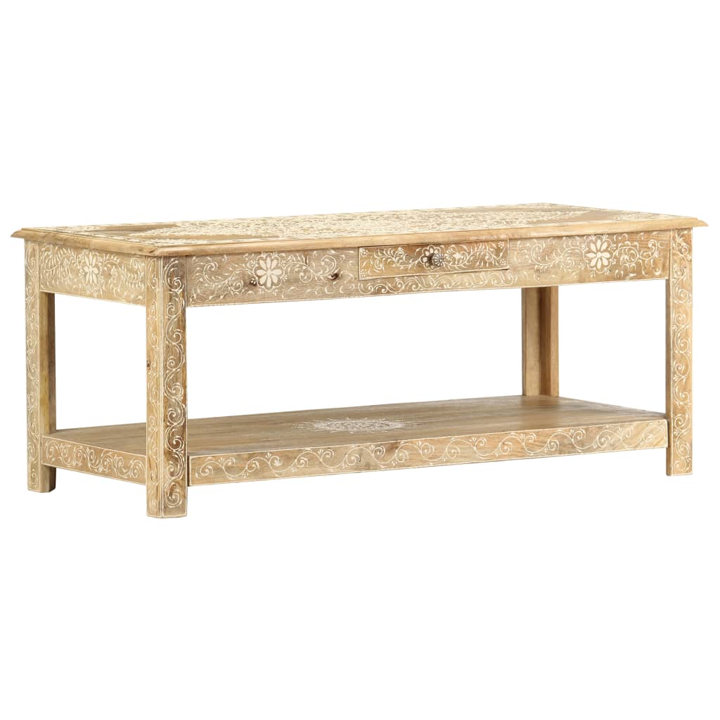 kézzel festett tömör mangófa dohányzóasztal 110 x 50 x 45 cm