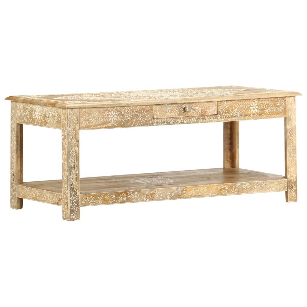 kézzel festett tömör mangófa dohányzóasztal 110 x 50 x 45 cm