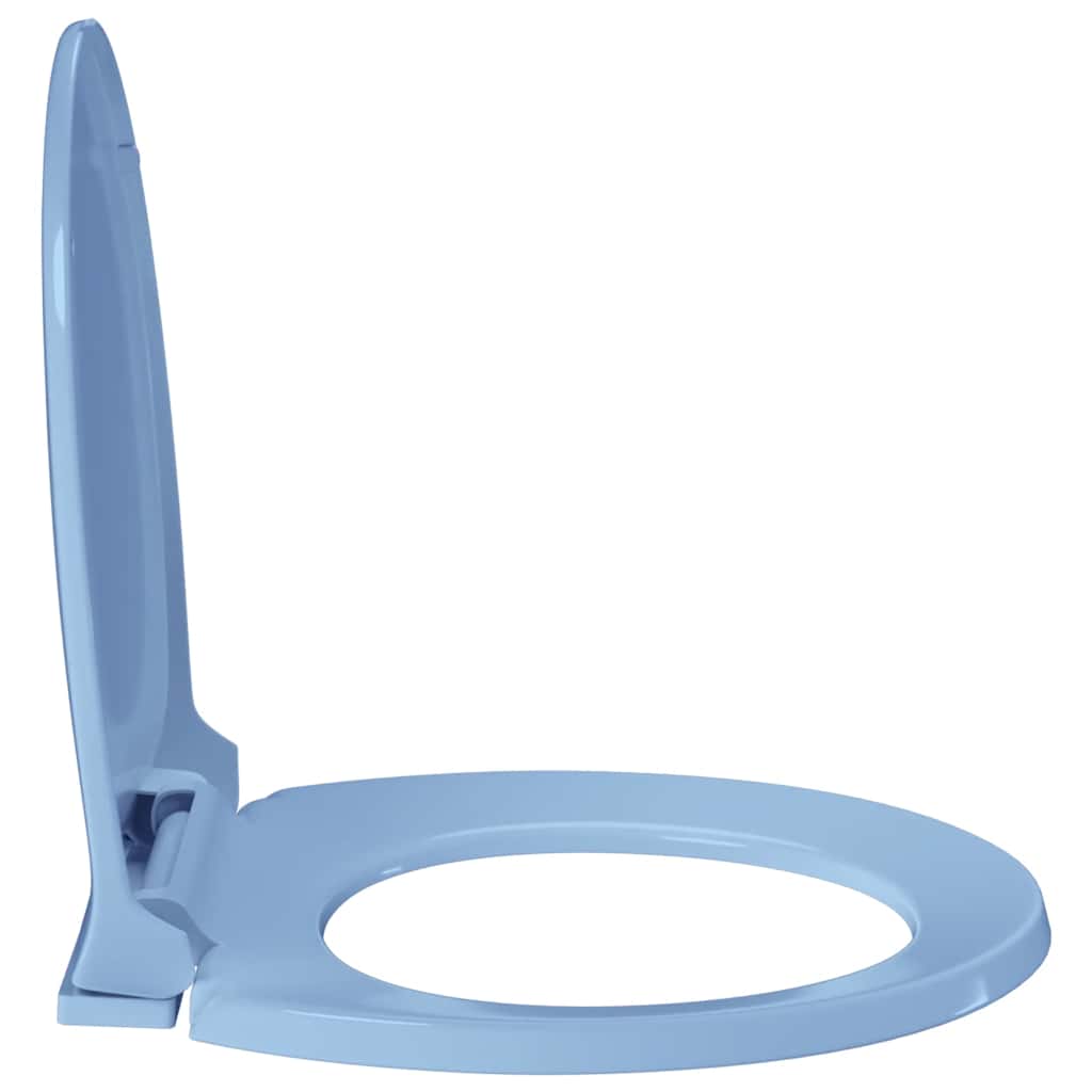 kék ovális WC-ülőke lassan csukódó fedéllel