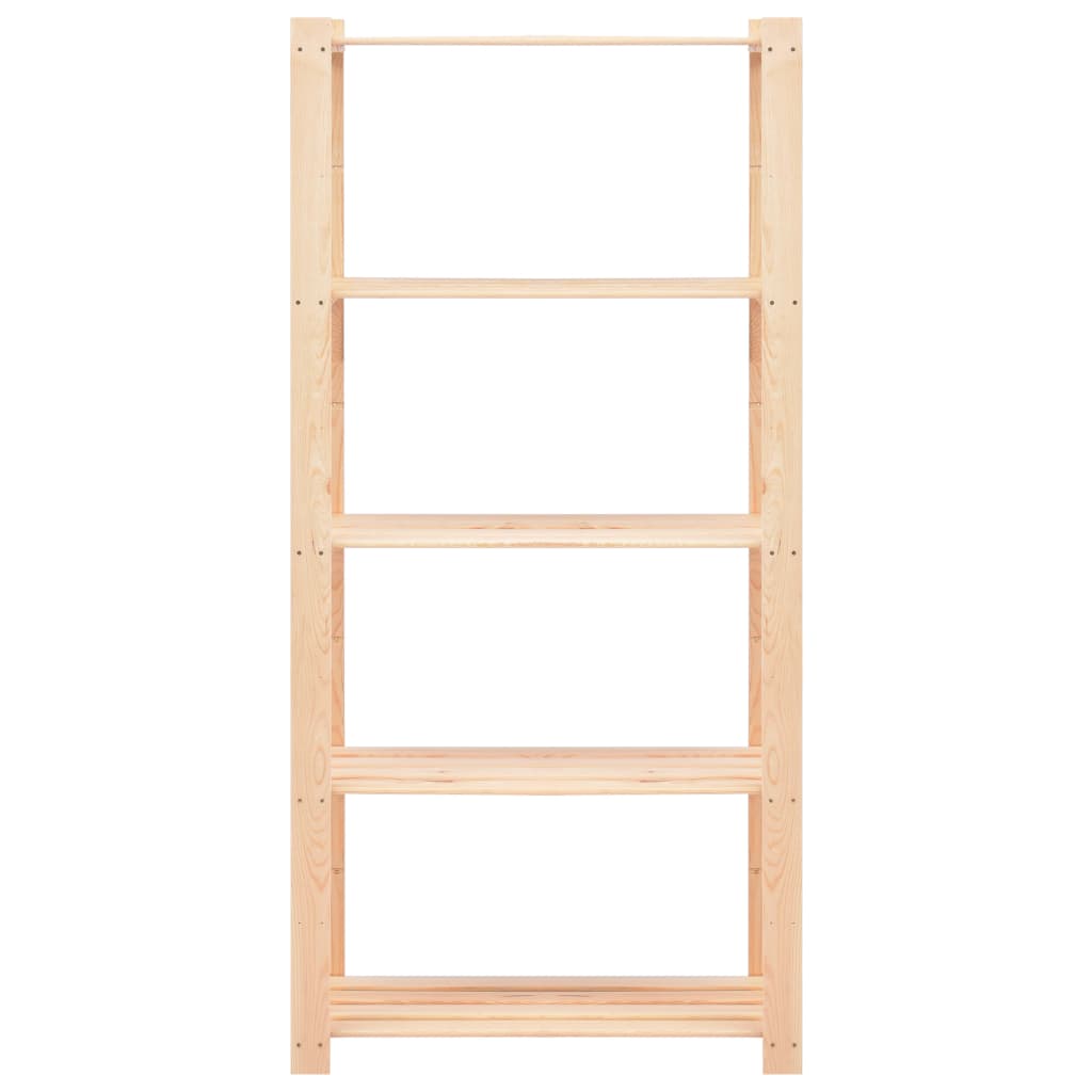 2 db 5-szintes tömör fenyőfa tárolópolc 250 kg 80 x 38 x 170 cm