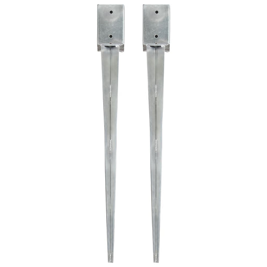 2 db ezüstszínű horganyzott acél kerítéstüske 9 x 9 x 90 cm