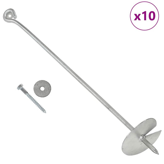 10 db horganyzott fém földhorgony 10 x 60 cm