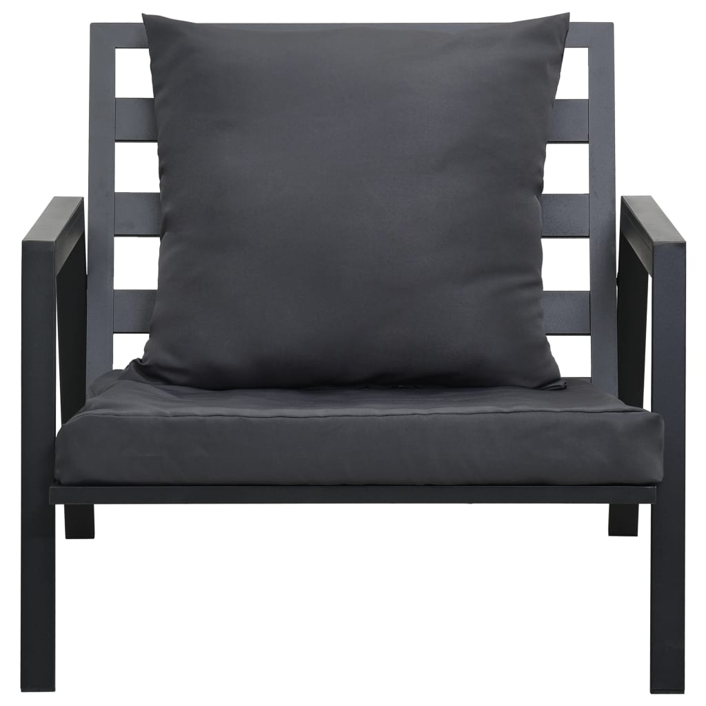 5 részes sötétszürke alumínium kerti társalgószett párnákkal