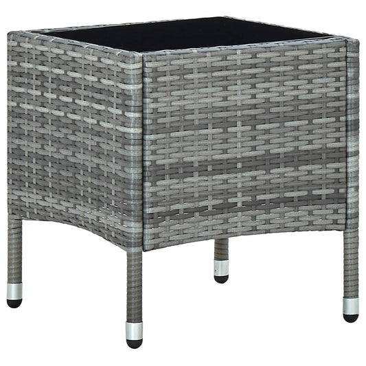 szürke polyrattan kerti asztal 40 x 40 x 45 cm