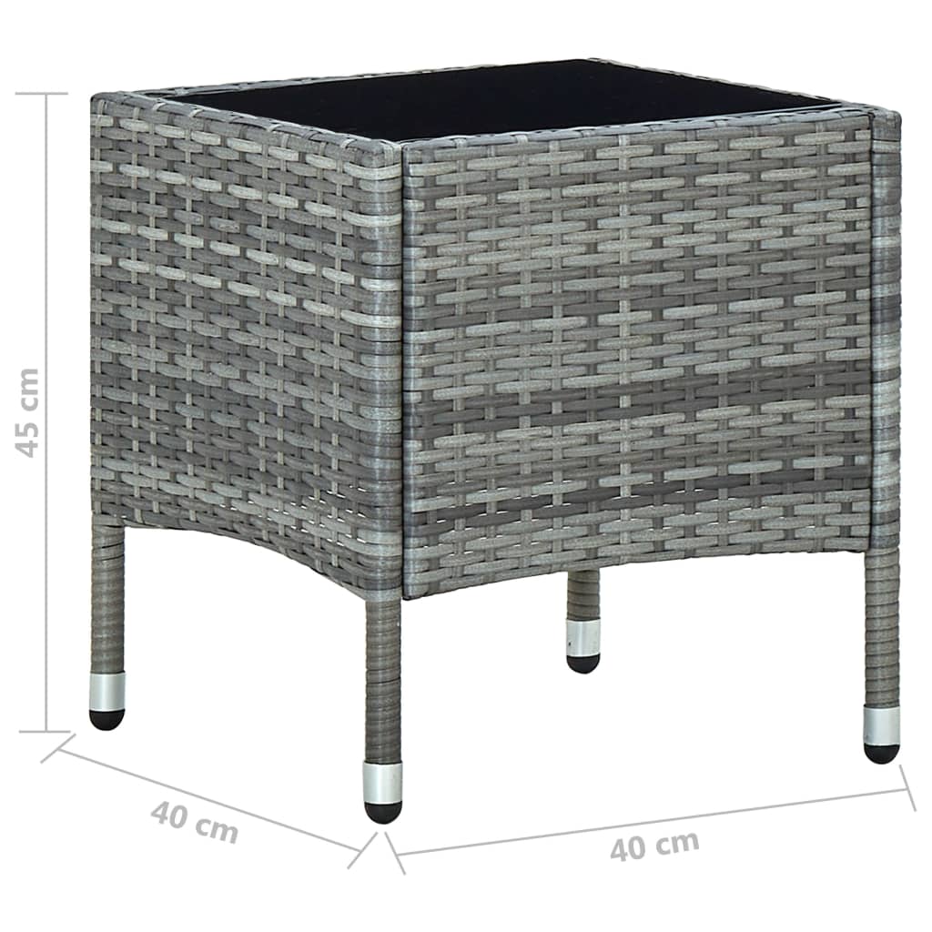 szürke polyrattan kerti asztal 40 x 40 x 45 cm
