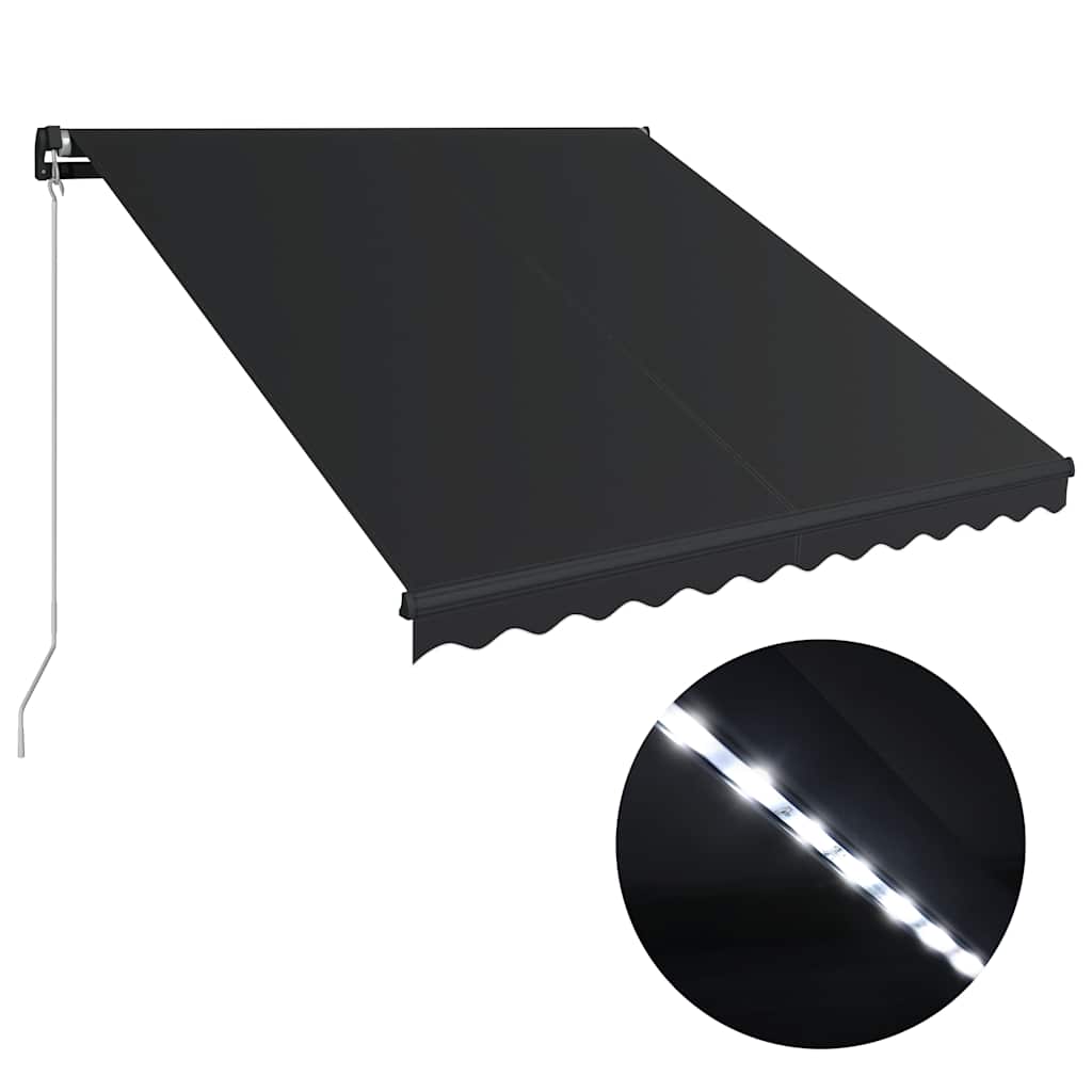 antracitszürke kézzel kihúzható LED-es napellenző 350 x 250 cm
