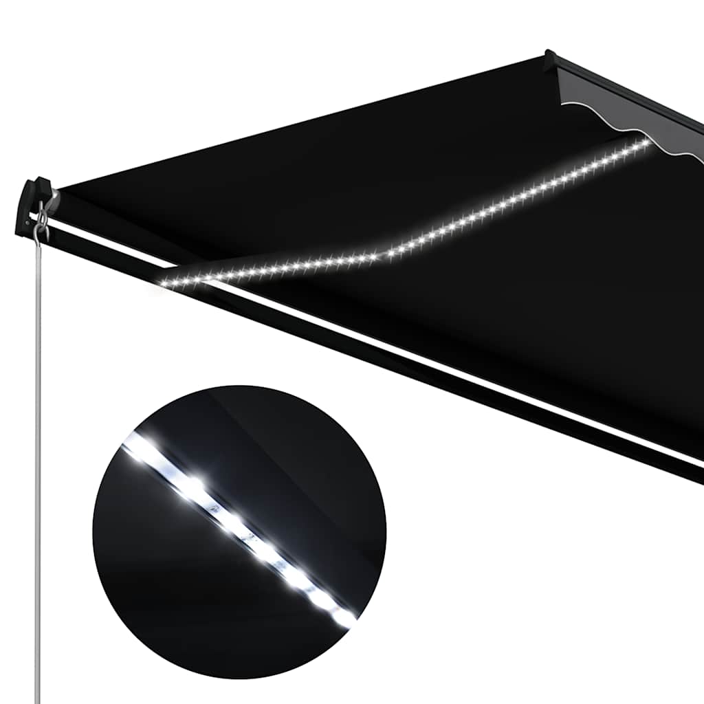 antracitszürke kézzel kihúzható LED-es napellenző 350 x 250 cm