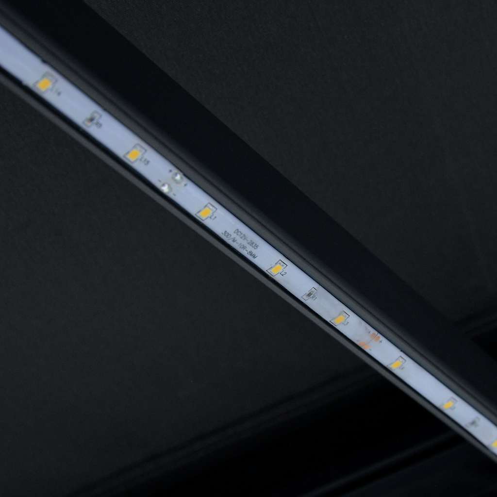 antracitszürke kézzel kihúzható LED-es napellenző 350 x 250 cm