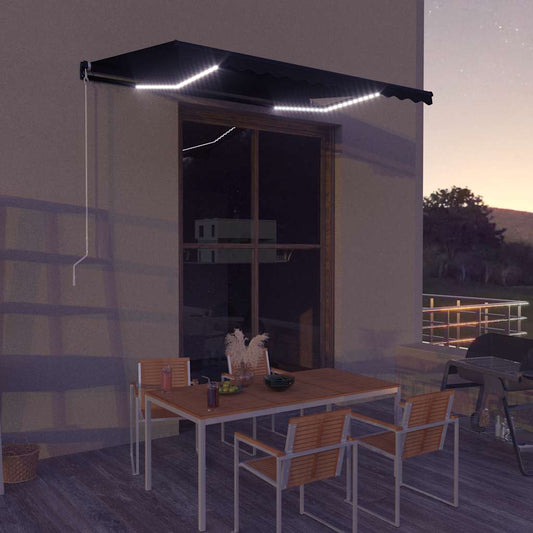 antracitszürke kézzel kihúzható LED-es napellenző 350 x 250 cm