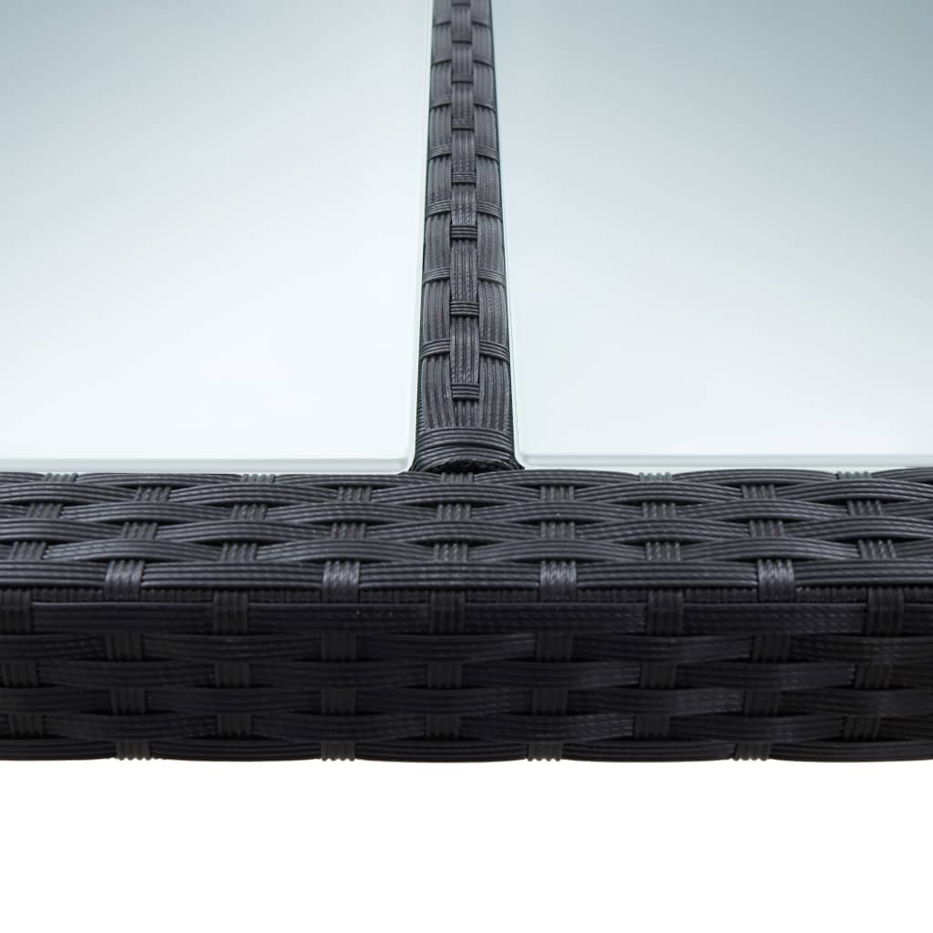 fekete polyrattan kerti étkezőasztal 200 x 200 x 74 cm