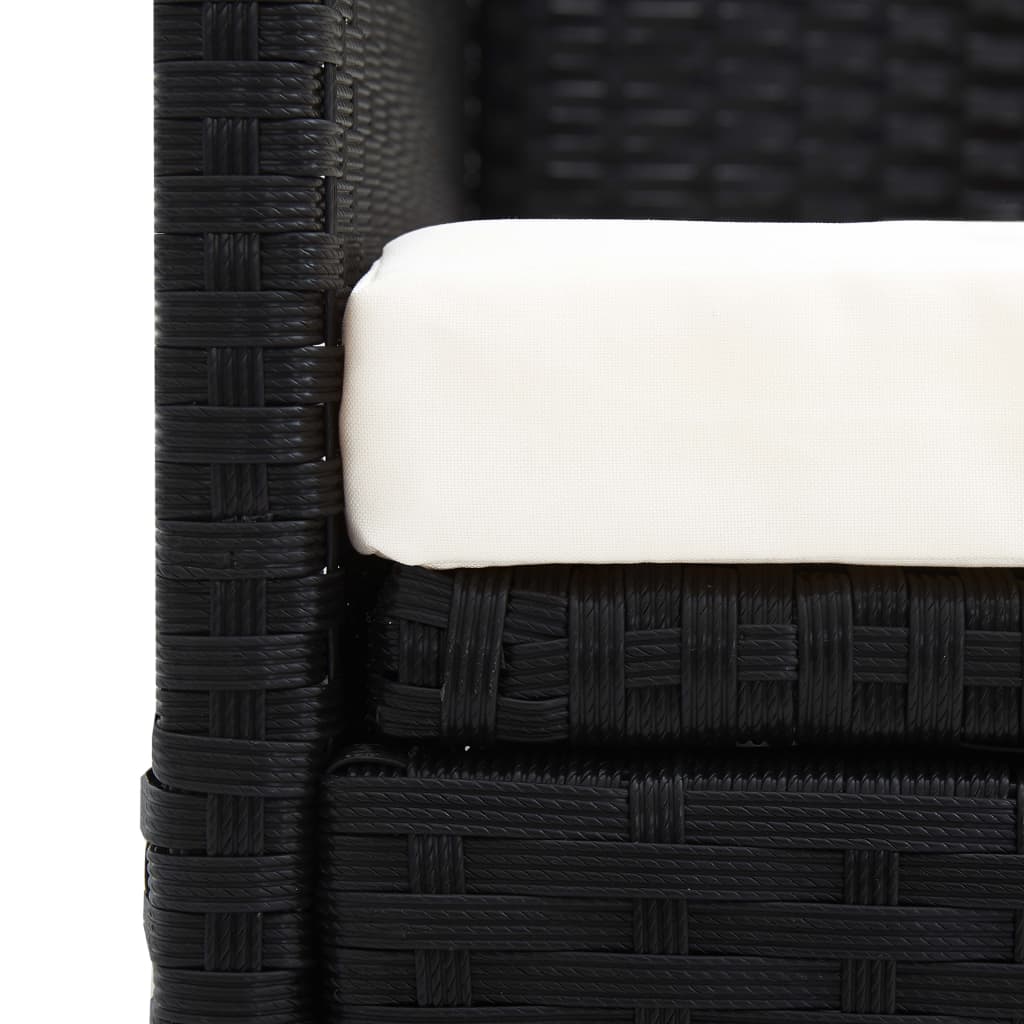 fekete polyrattan kerti kanapé napellenzővel