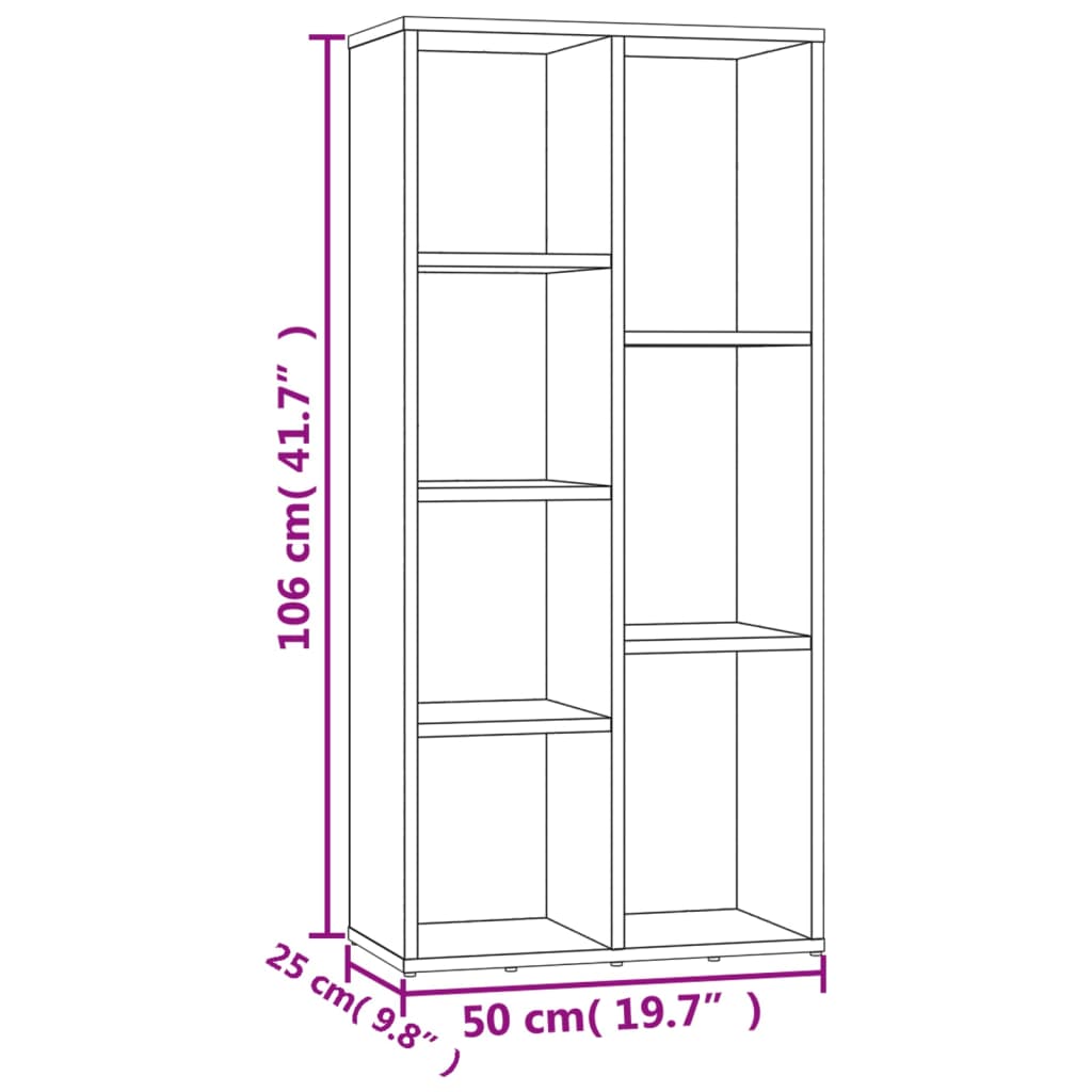 betonszürke szerelt fa könyvszekrény 50 x 25 x 106 cm