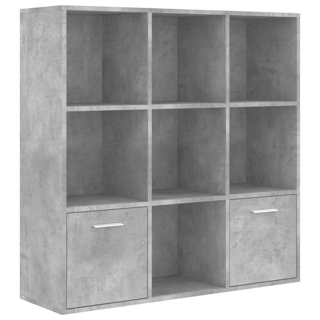 betonszürke szerelt fa könyvszekrény 98 x 30 x 98 cm