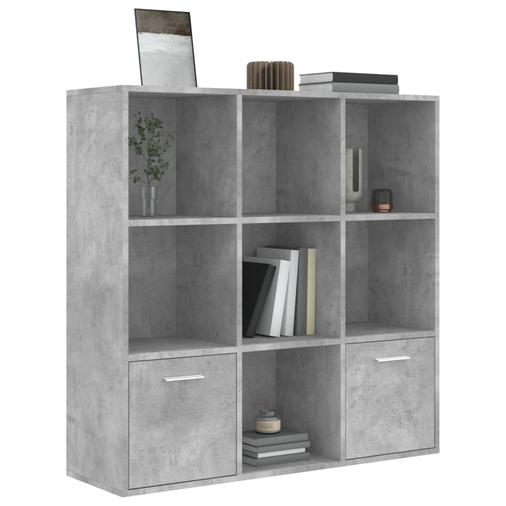 betonszürke szerelt fa könyvszekrény 98 x 30 x 98 cm