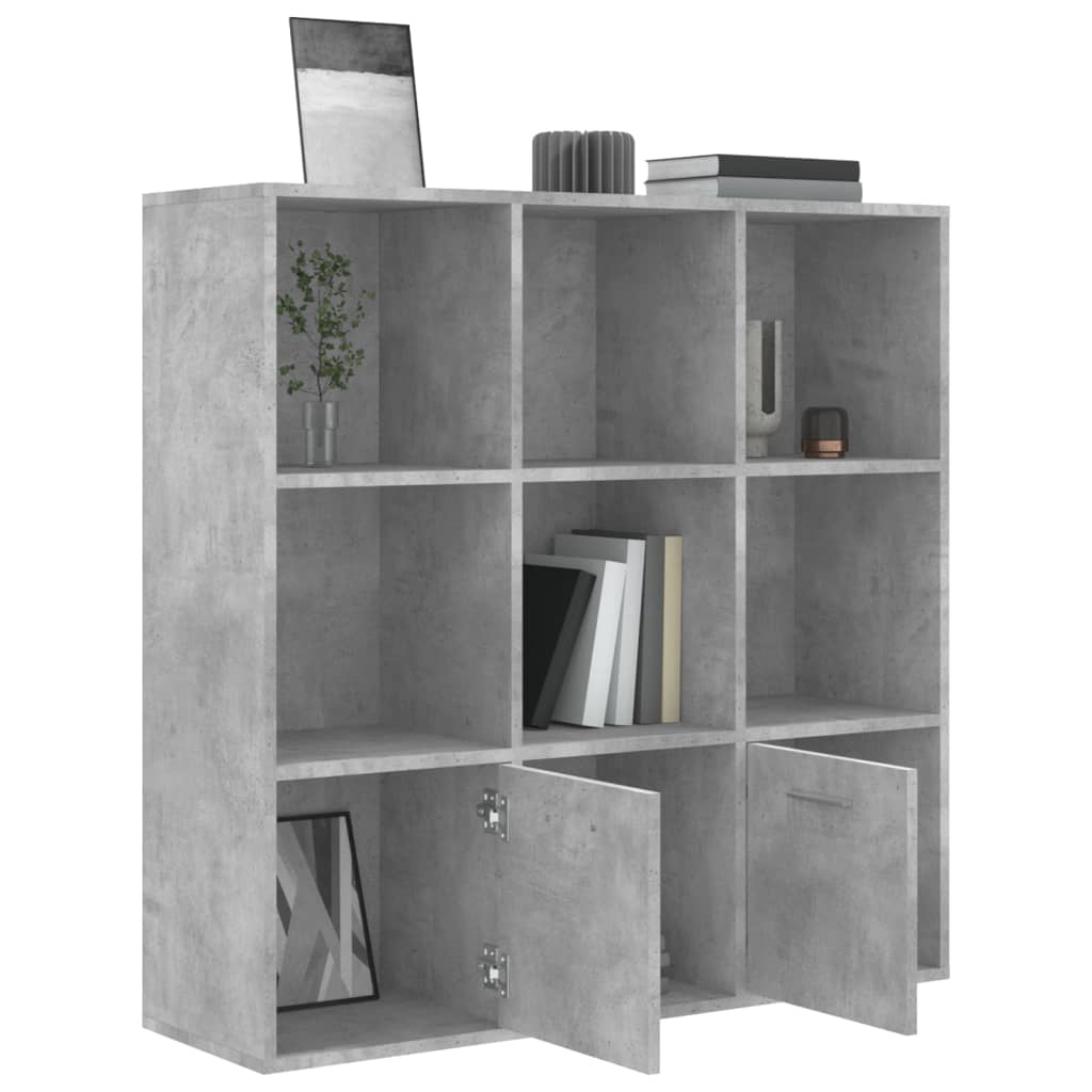 betonszürke szerelt fa könyvszekrény 98 x 30 x 98 cm