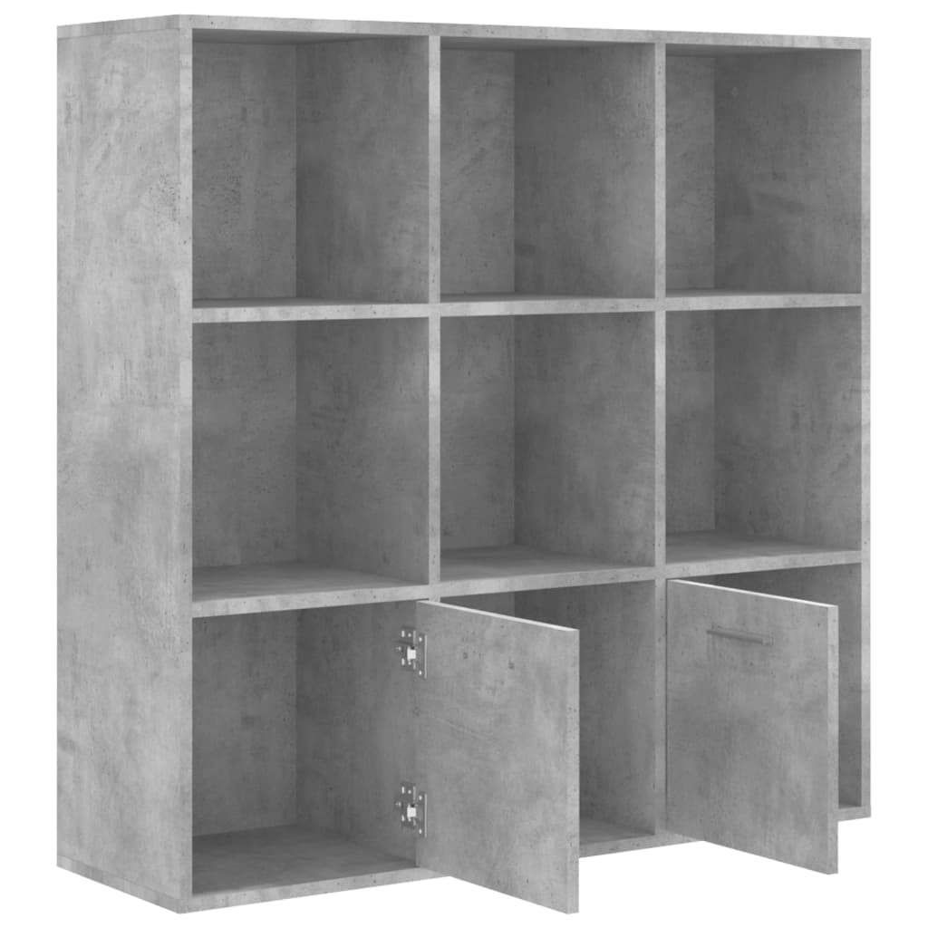 betonszürke szerelt fa könyvszekrény 98 x 30 x 98 cm