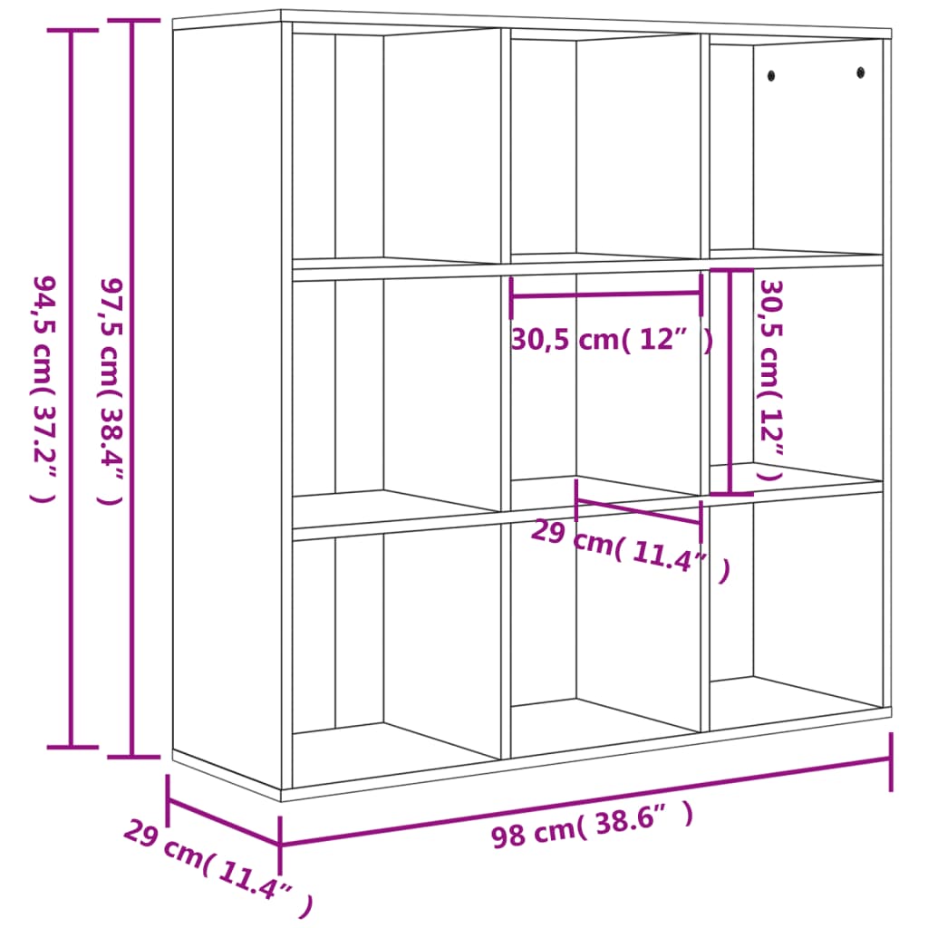 betonszürke szerelt fa könyvszekrény 98 x 29 x 97,5 cm