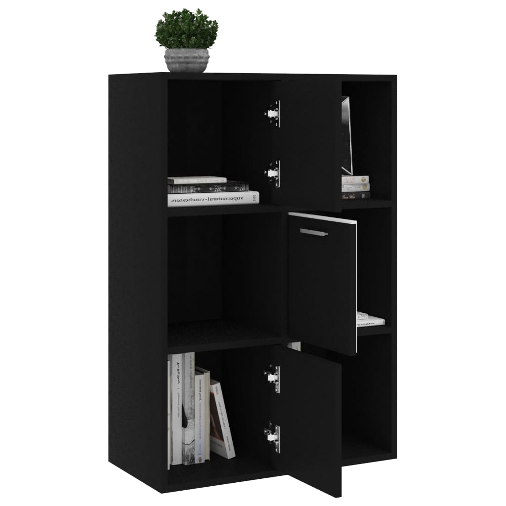 fekete szerelt fa tárolószekrény 60 x 29,5 x 90 cm