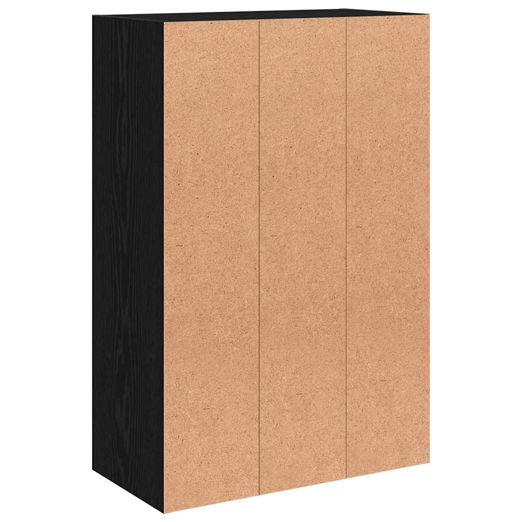 fekete szerelt fa tárolószekrény 60 x 29,5 x 90 cm