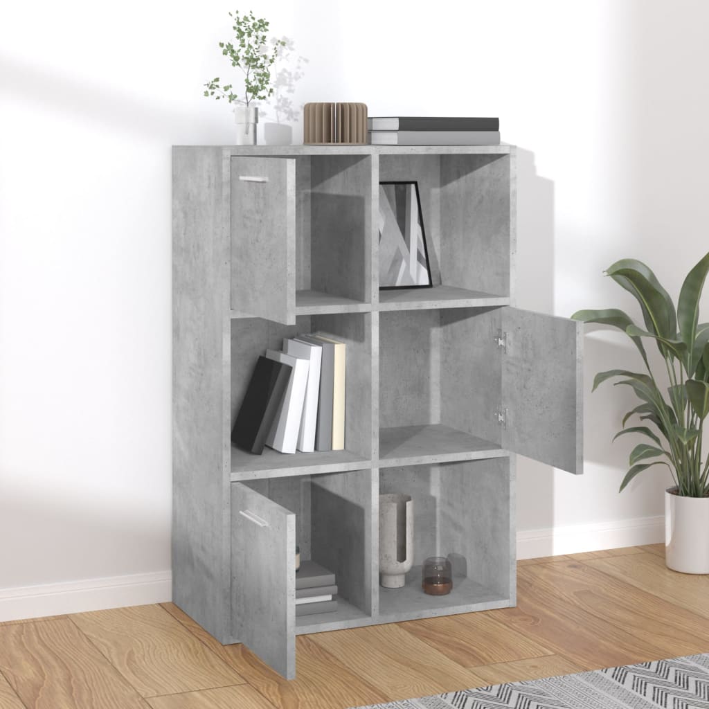 betonszürke szerelt fa tárolószekrény 60 x 29,5 x 90 cm