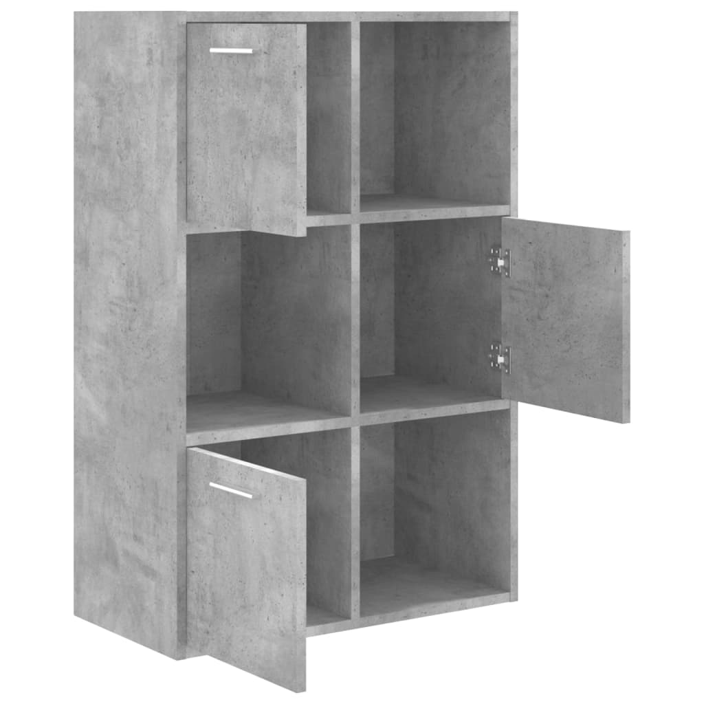 betonszürke szerelt fa tárolószekrény 60 x 29,5 x 90 cm