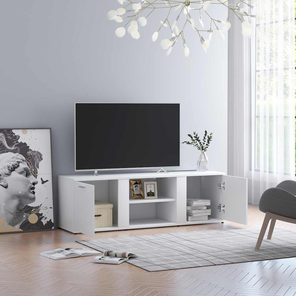 fehér szerelt fa TV-szekrény 120 x 34 x 37 cm