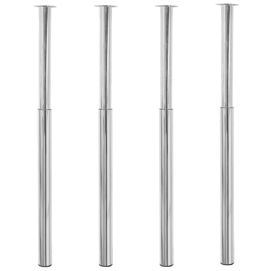 4 db krómszínű teleszkópos asztalláb 710 mm - 1100 mm