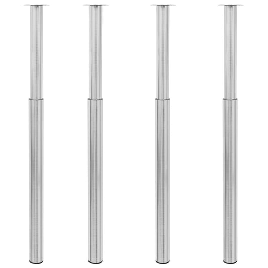 4 db szálcsiszolt nikkel teleszkópos asztalláb 710 mm - 1100 mm