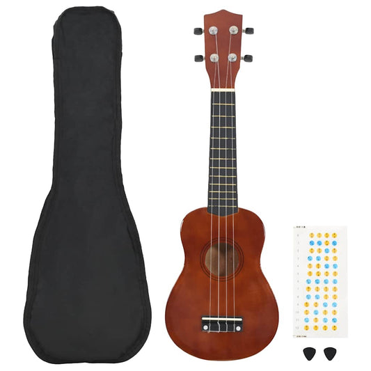 természetes soprano ukulele készlet táskával gyerekeknek 21"