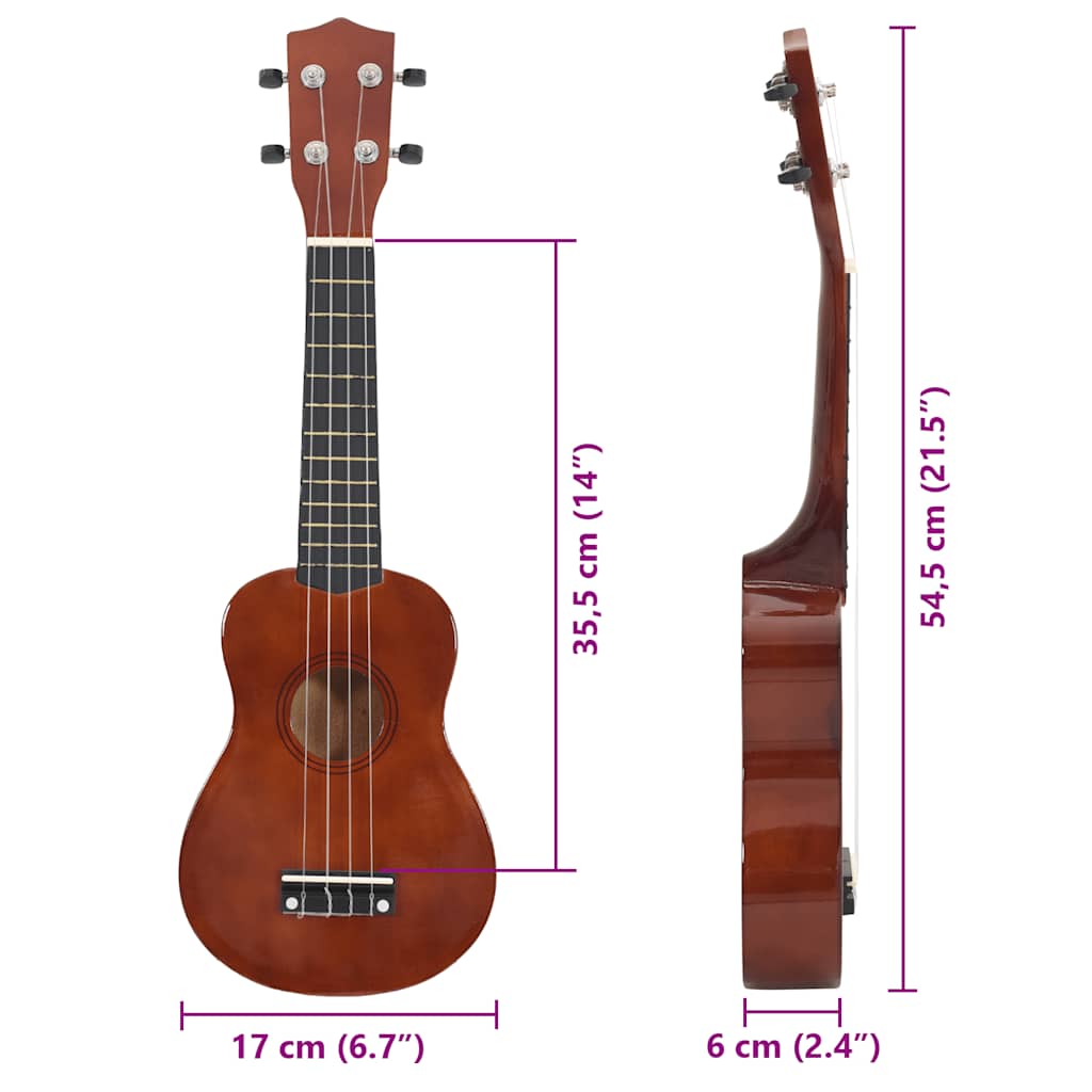 természetes soprano ukulele készlet táskával gyerekeknek 21"
