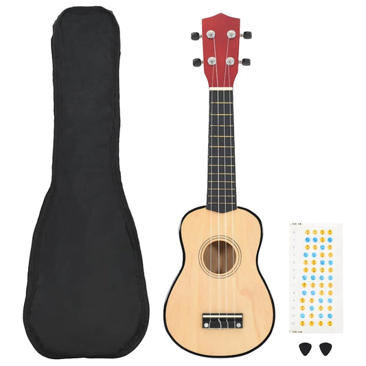 természetes soprano ukulele készlet táskával gyerekeknek 21"