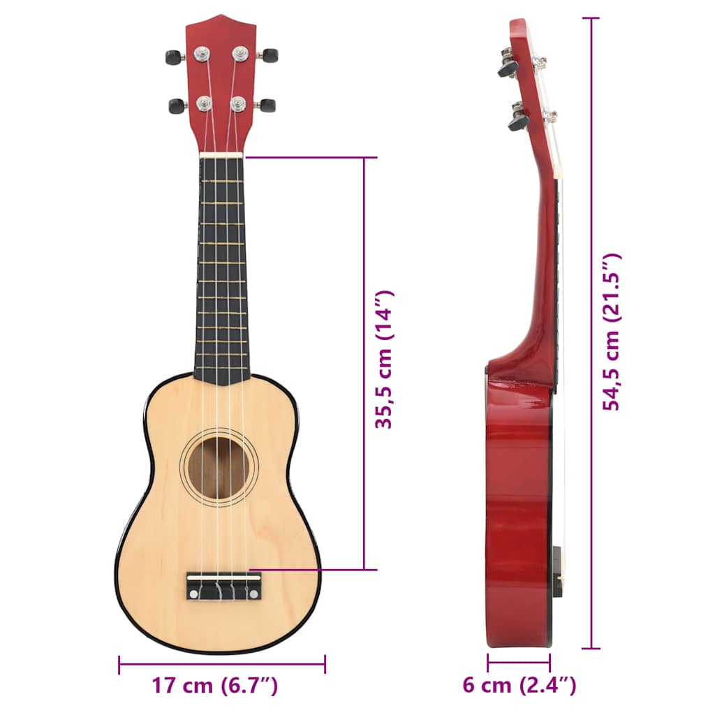 természetes soprano ukulele készlet táskával gyerekeknek 21"