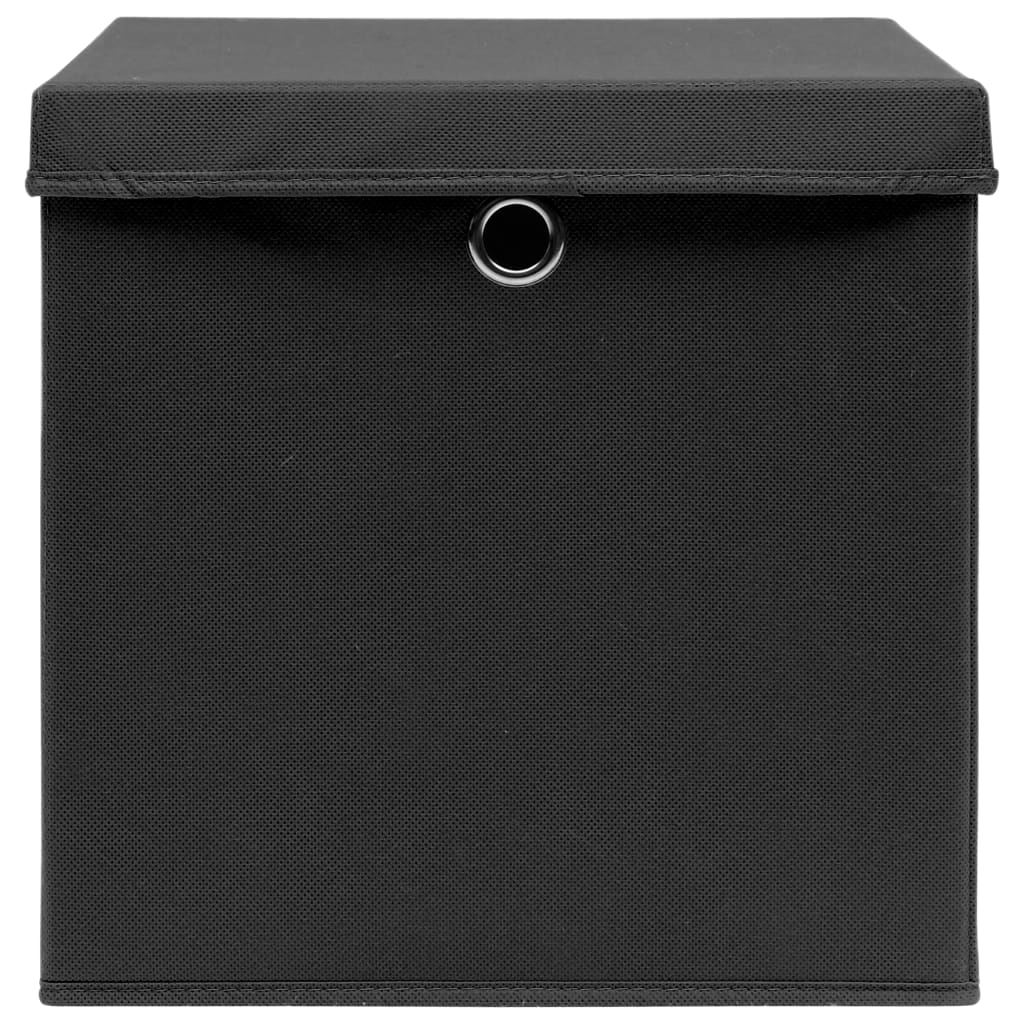 10 db fekete szövet tárolódoboz fedéllel 32 x 32 x 32 cm
