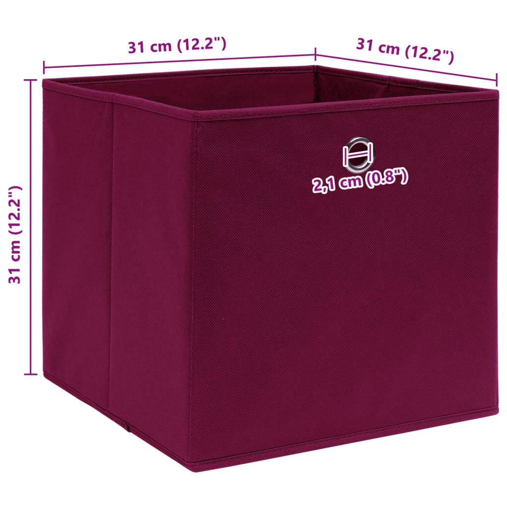 10 db sötétpiros szövet tárolódoboz 32 x 32 x 32 cm