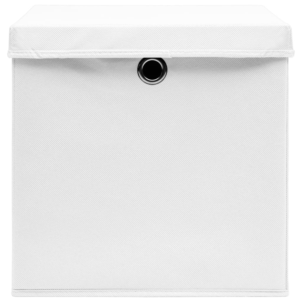 10 db fehér szövet tárolódoboz fedéllel 32 x 32 x 32 cm