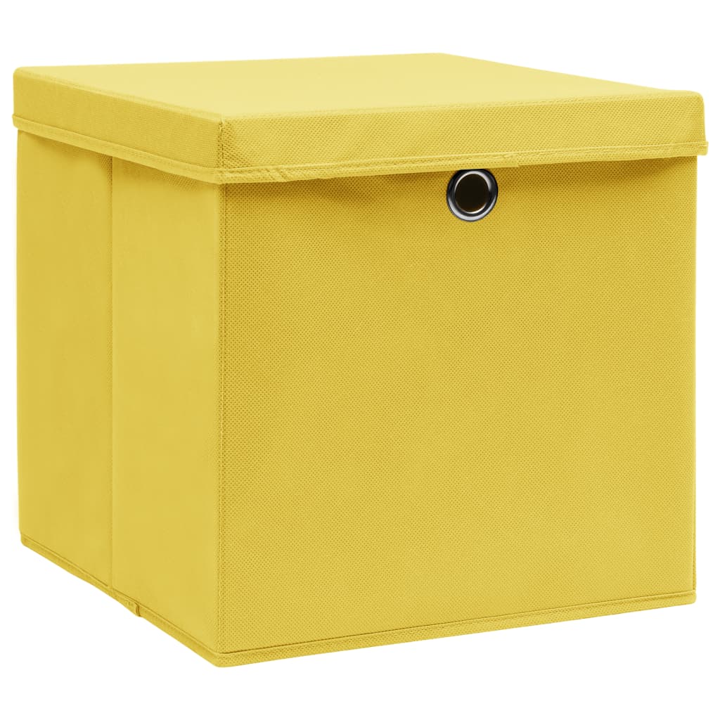 10 db sárga szövet tárolódoboz fedéllel 32 x 32 x 32 cm
