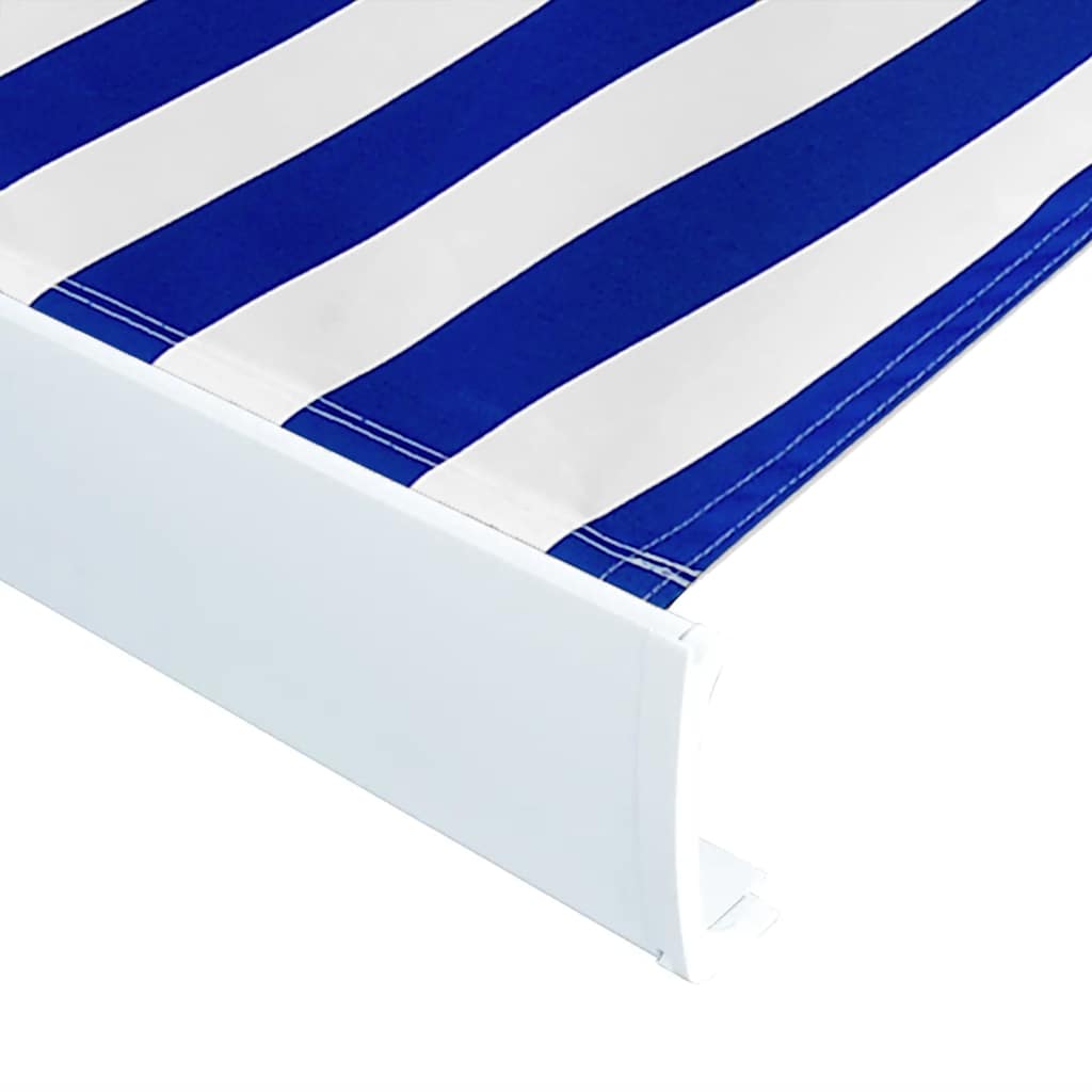 kék és fehér motorizált kazettás napellenző 400x300 cm