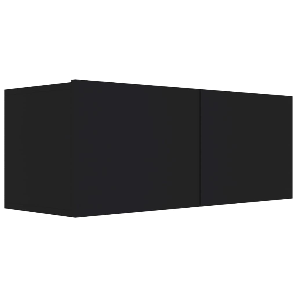 fekete szerelt fa TV-szekrény 80 x 30 x 30 cm