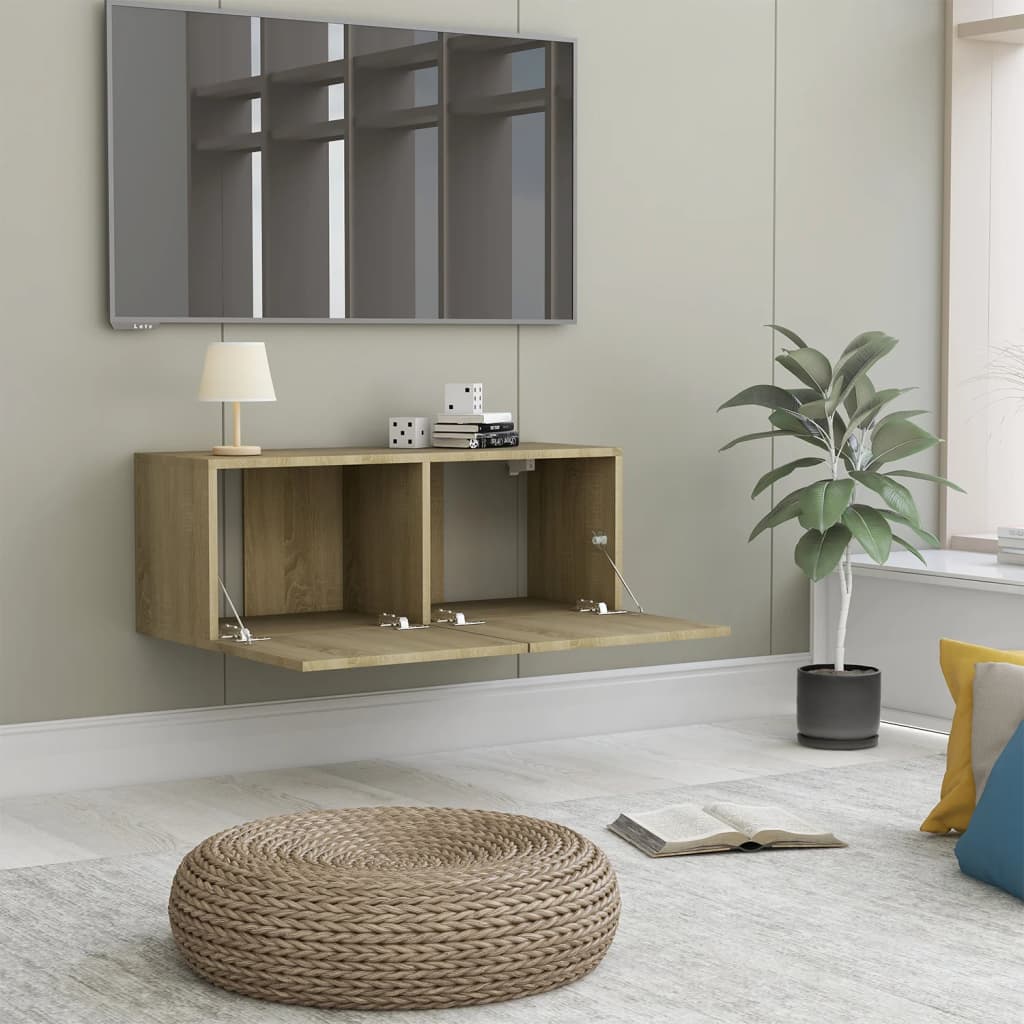 sonoma tölgy szerelt fa TV-szekrény 80 x 30 x 30 cm