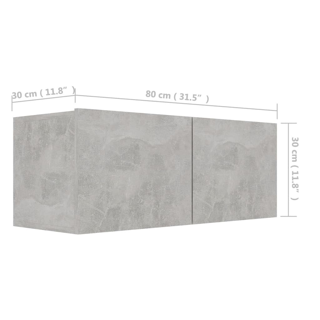 betonszürke szerelt fa TV-szekrény 80 x 30 x 30 cm