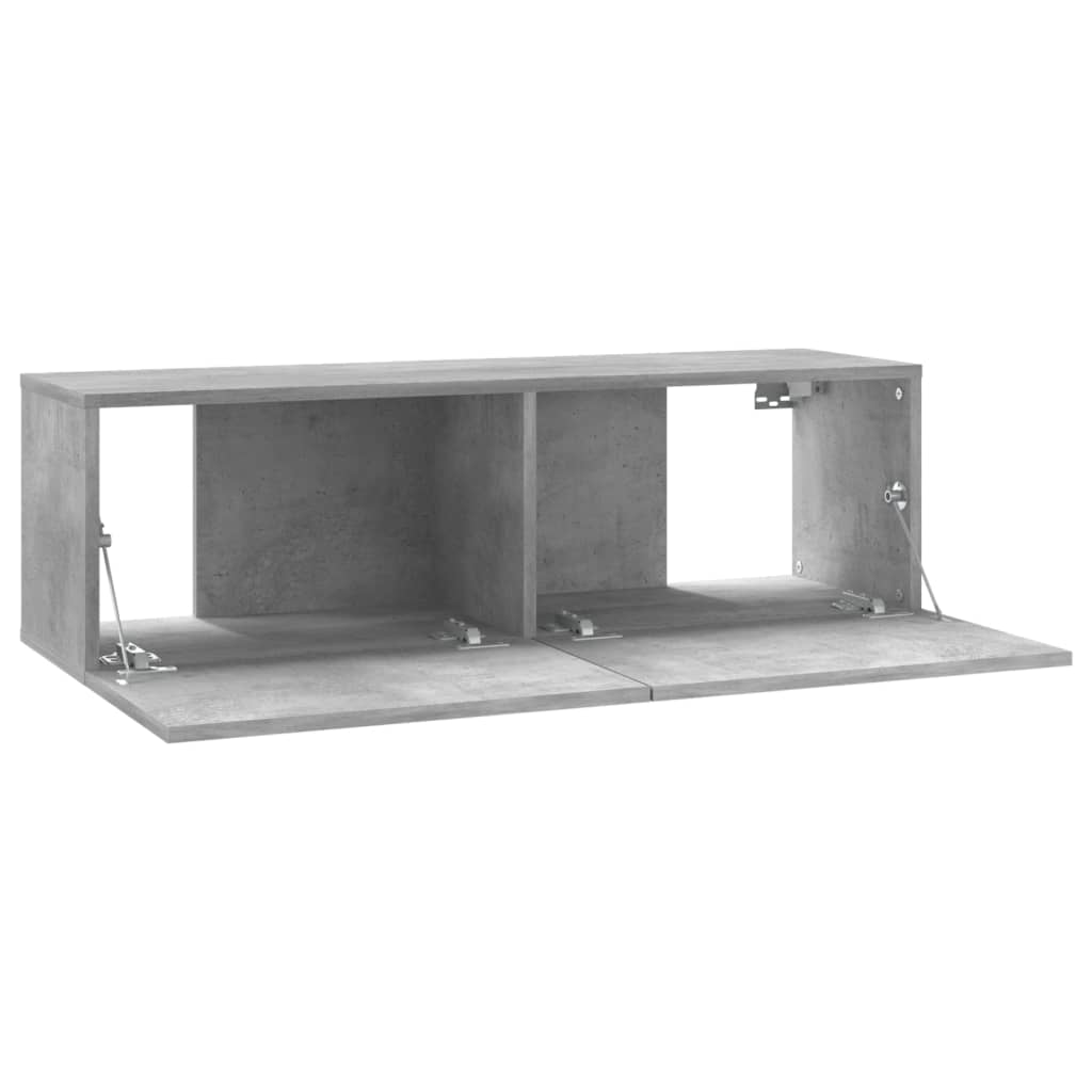 betonszürke szerelt fa TV-szekrény 100 x 30 x 30 cm