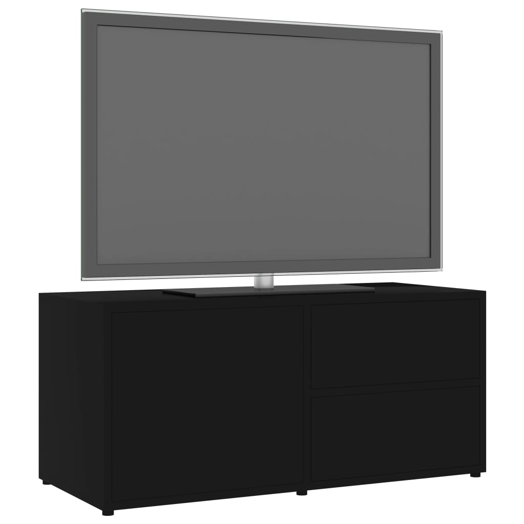 fekete szerelt fa TV-szekrény 80 x 34 x 36 cm