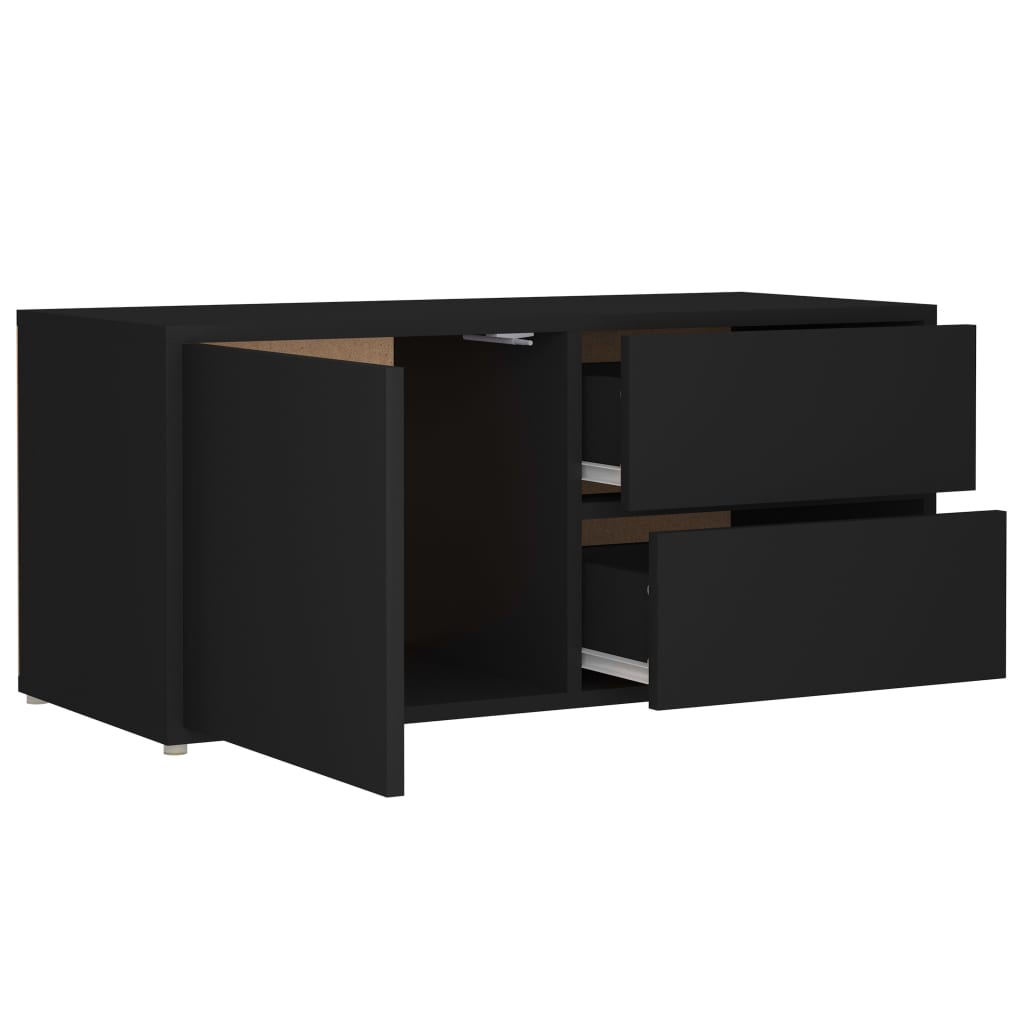 fekete szerelt fa TV-szekrény 80 x 34 x 36 cm