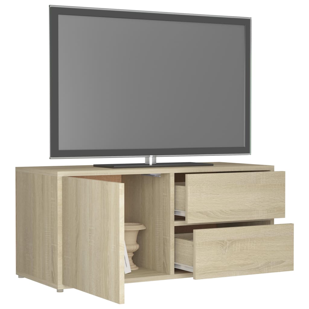 sonoma tölgy színű szerelt fa TV-szekrény 80 x 34 x 36 cm