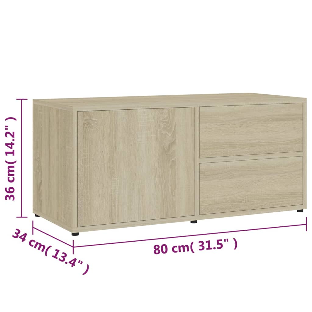 sonoma tölgy színű szerelt fa TV-szekrény 80 x 34 x 36 cm