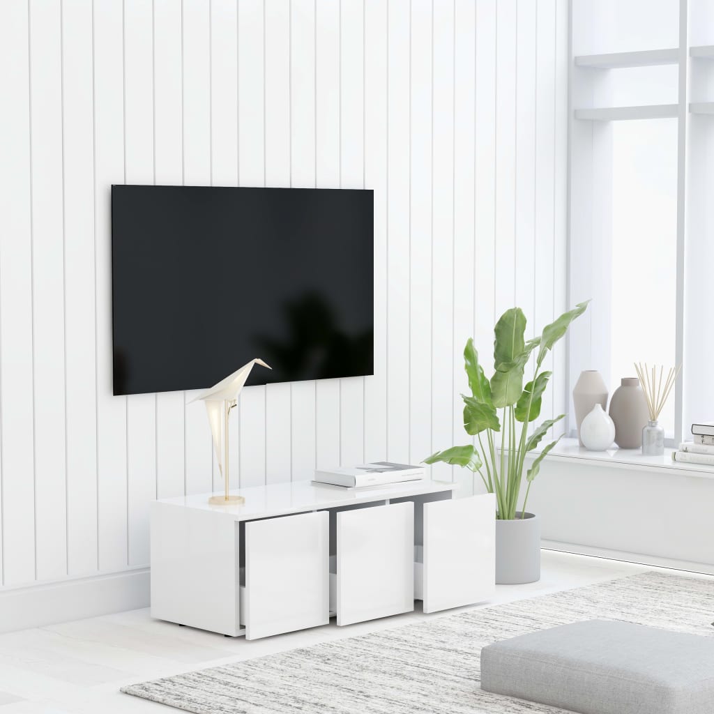 fehér szerelt fa TV-szekrény 80 x 34 x 30 cm