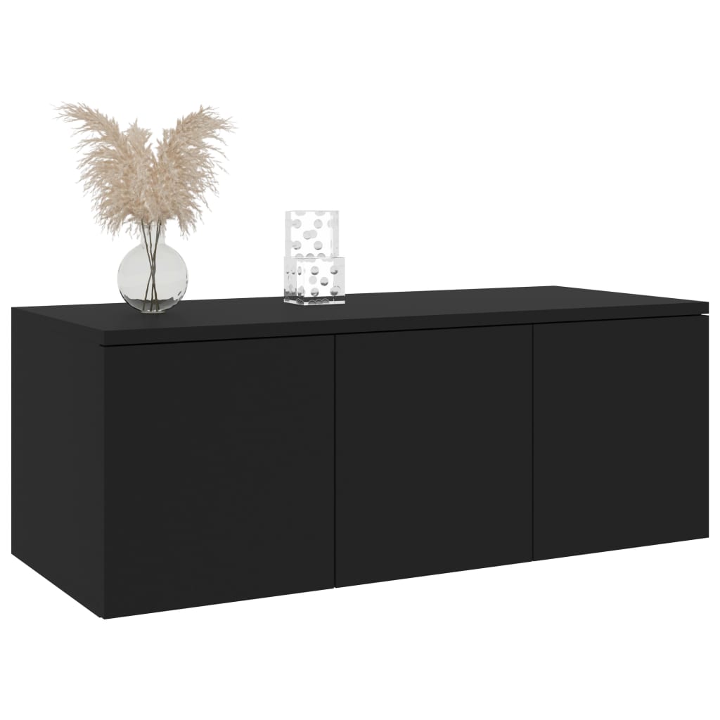 fekete szerelt fa TV-szekrény 80 x 34 x 30 cm